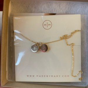 Made by Mary - Initial Disc Necklace - 3/8" - Gold